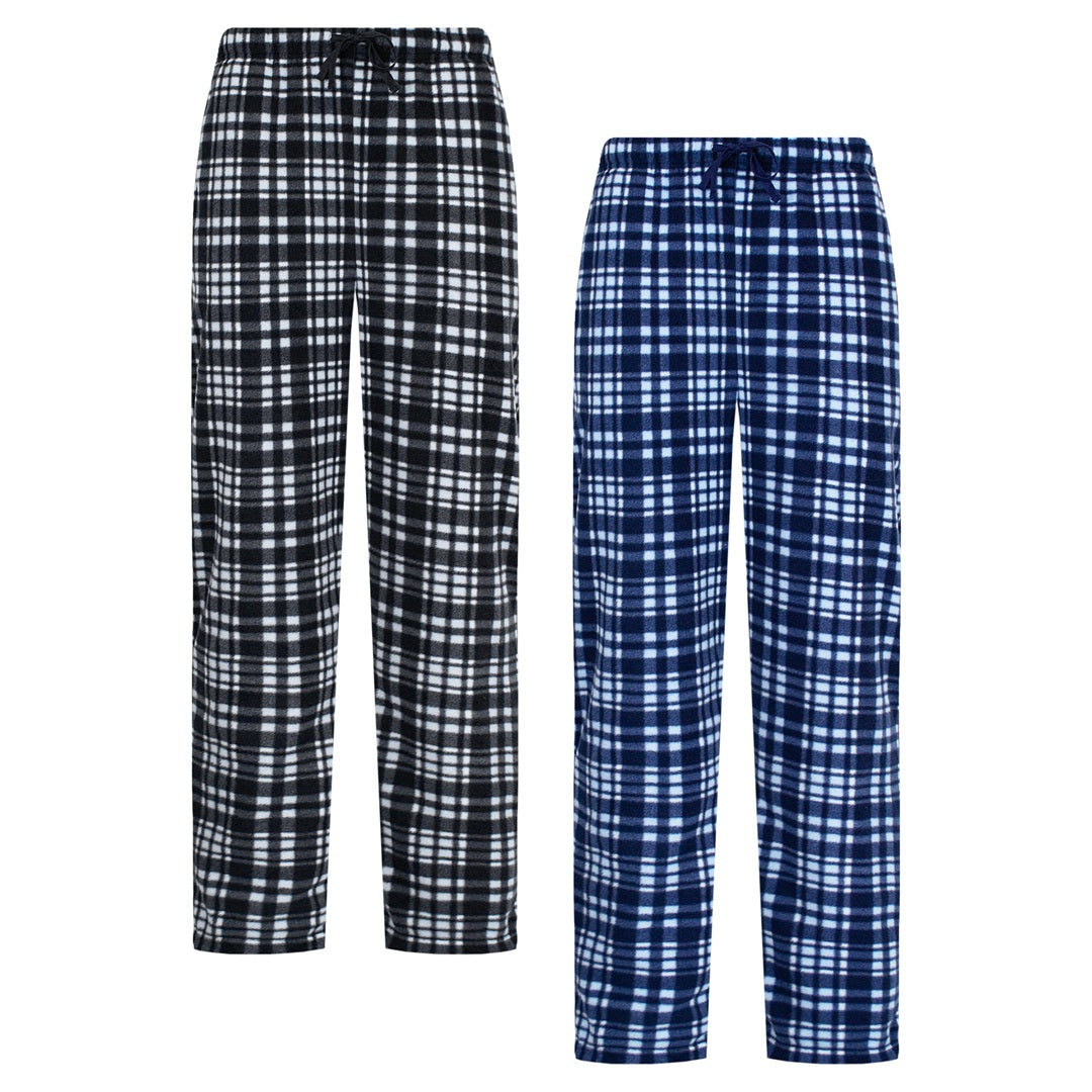 Svarta rutiga pyjamasbyxor herr i varm microfleece
