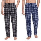 2-pack pyjamasbyxor herr i fleece – svart och blå rutig Gaubert