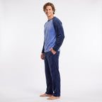 Varm pyjamas herr i coral fleece – marinblått Gaubert pyjamasset