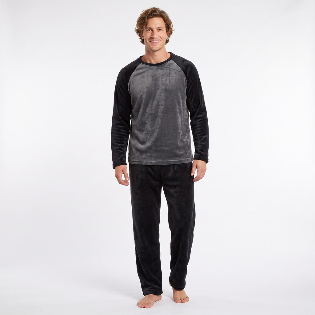 Pyjamas herr i fleece – svart och mörkgrått Gaubert pyjamasset