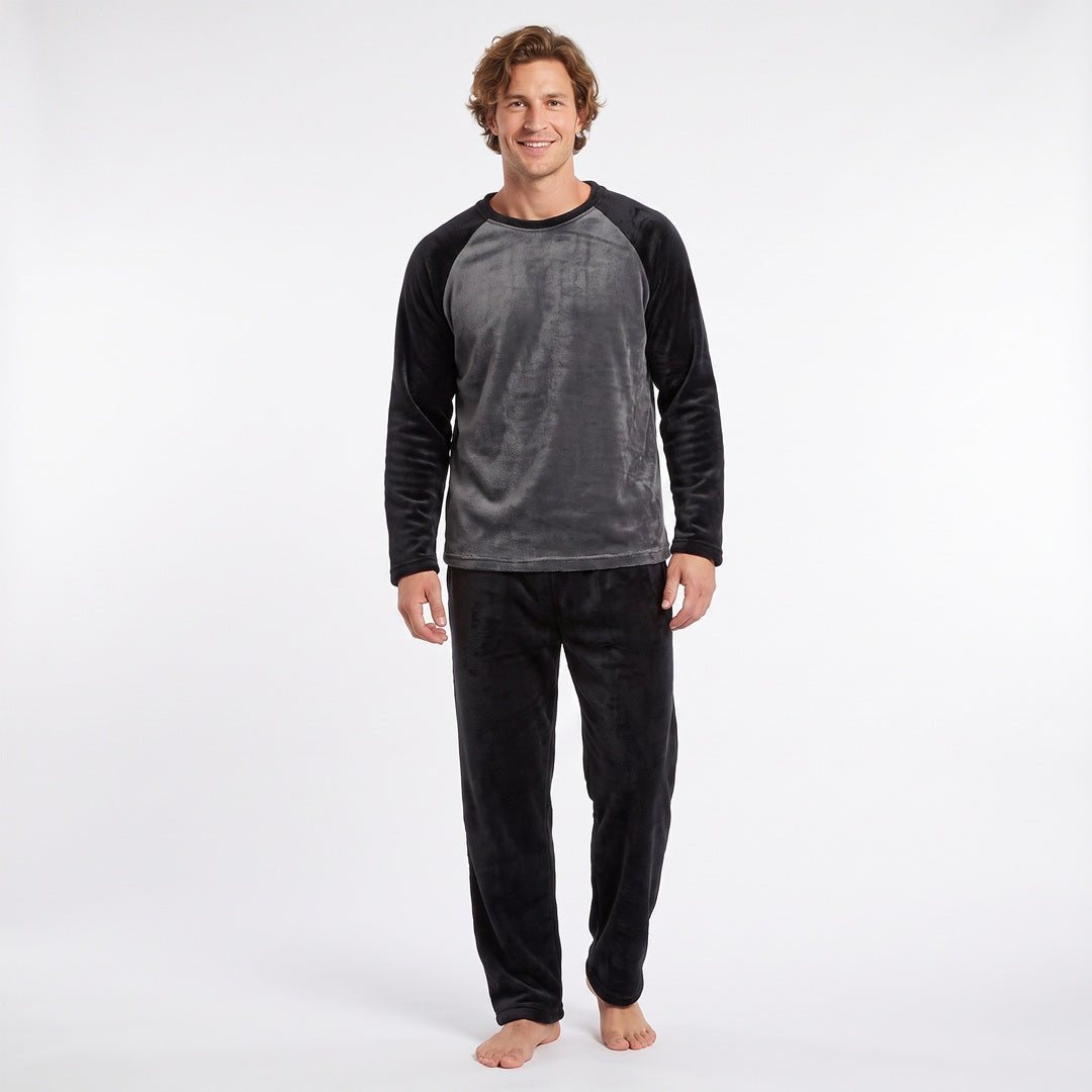 Pyjamas herr i fleece – svart och mörkgrått Gaubert pyjamasset