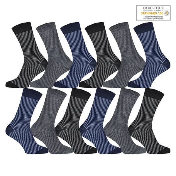 Randiga finstrumpor i storpack - Herrstrumpor