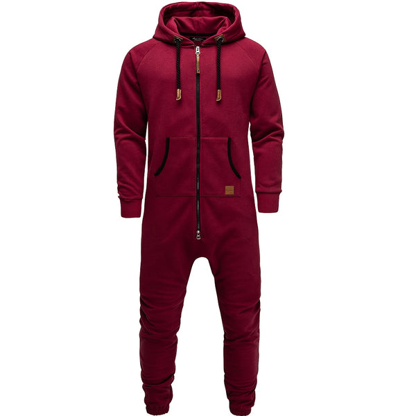 Supersköna unisex jumpsuits med luva - varm och gosig onesie vinröd
