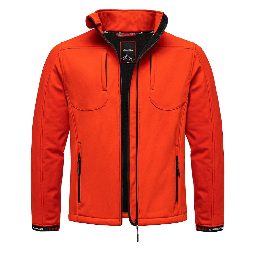 Röd Softshelljacka med hög krage - herrjacka