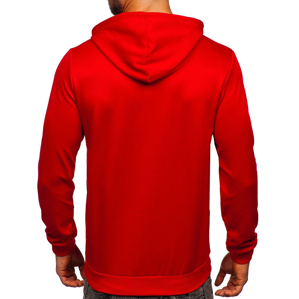 Hoodie för herr - Röd huvtröja bakifrån