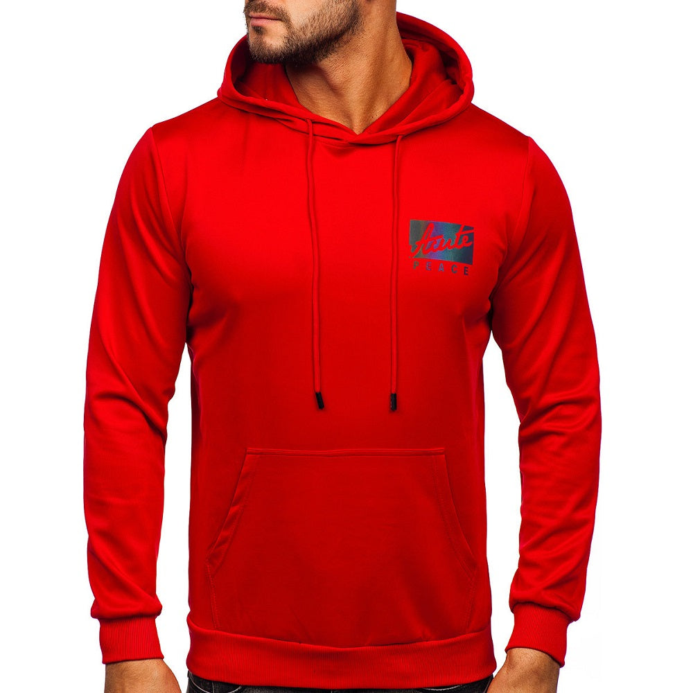 Hoodie för herr - Röd huvtröja