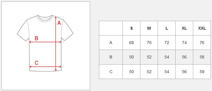 Vit kortärmad tröja - T-shirt 60X9 storlekstabell