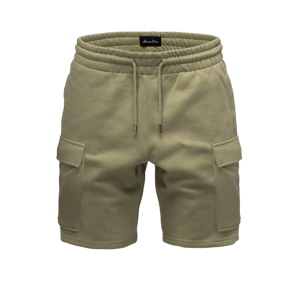 Mjukisshorts herr i kakigrön färg och cargofickor