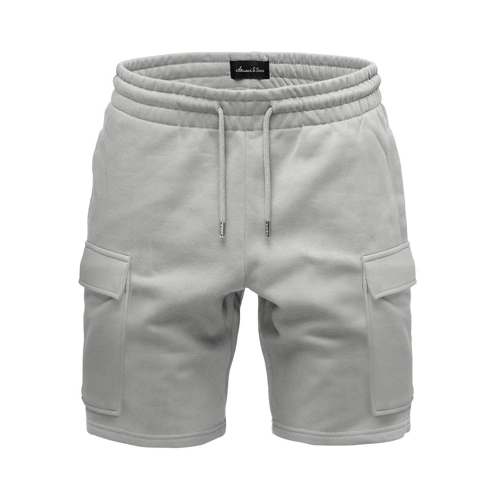 Mjukisshorts med cargofickor herr - Amaci & Son ljusgrå