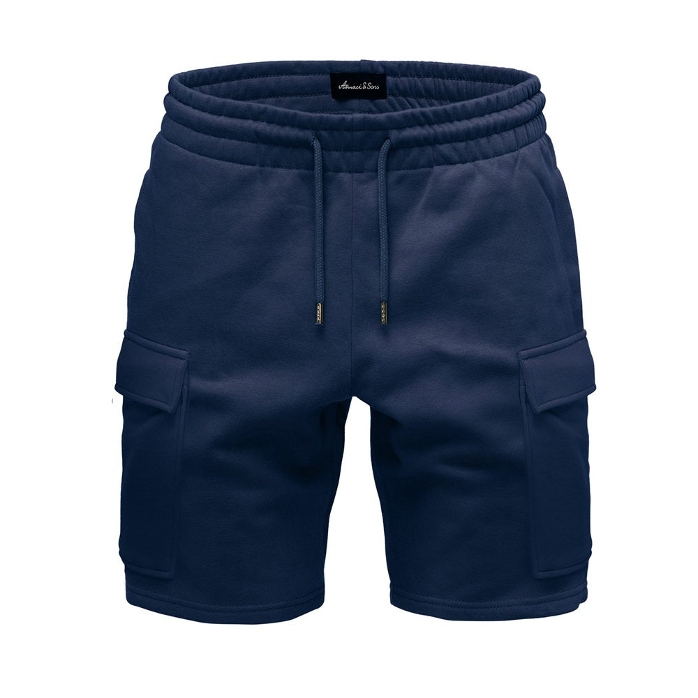 Mjukisshorts med cargofickor herr - Amaci & Son mörkblåa