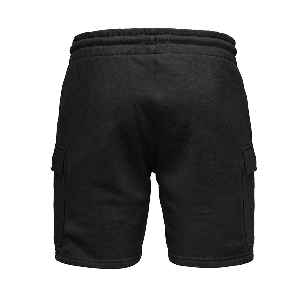 Mjukisshorts med cargofickor herr - Amaci & Sons -svarta bakifrån