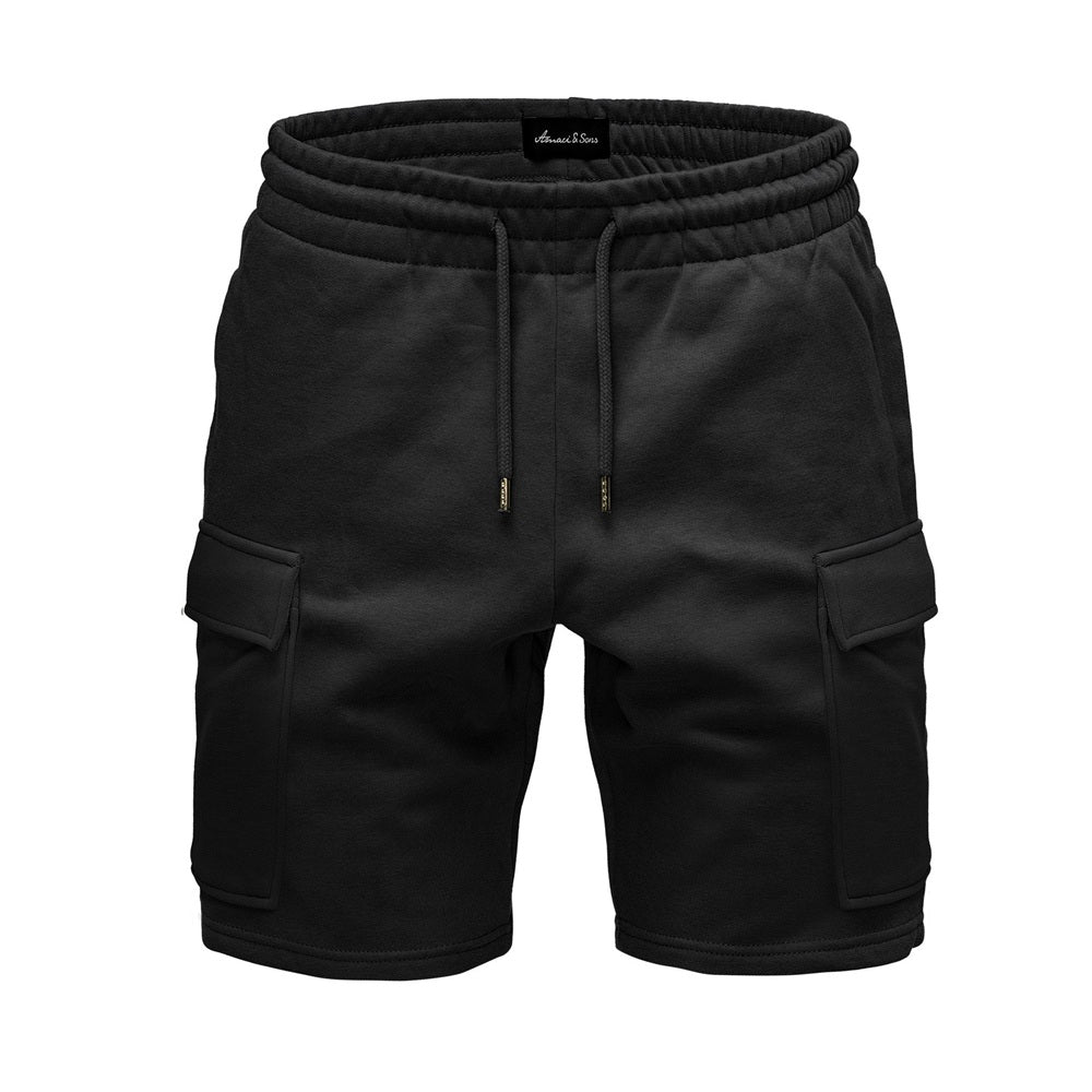 Mjukisshorts med cargofickor herr - Amaci & Sons -svarta
