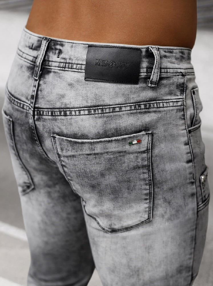 Grafitgråa Herrjeans - Dekorativa Sömmar zoomad bak