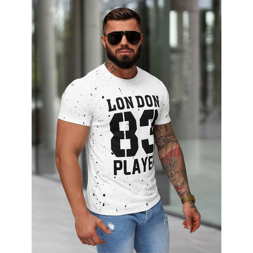Vit Slim Fit Modell - T-shirt London sida