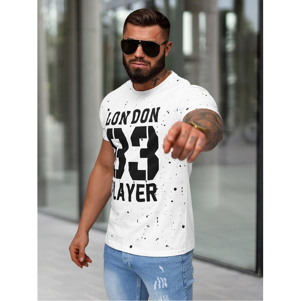 Vit Slim Fit Modell - T-shirt London sidan