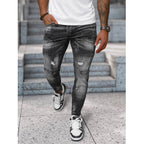 Svarta Slim Fit Jeans - Dekorativa Sömmar framifrån