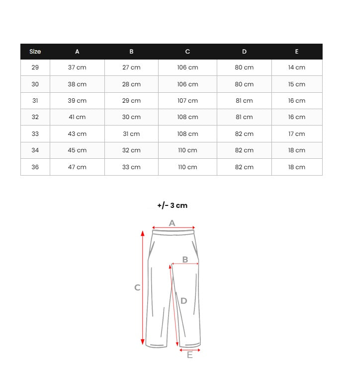 Svarta Slim Fit Jeans - Dekorativa Sömmar storlekstabell