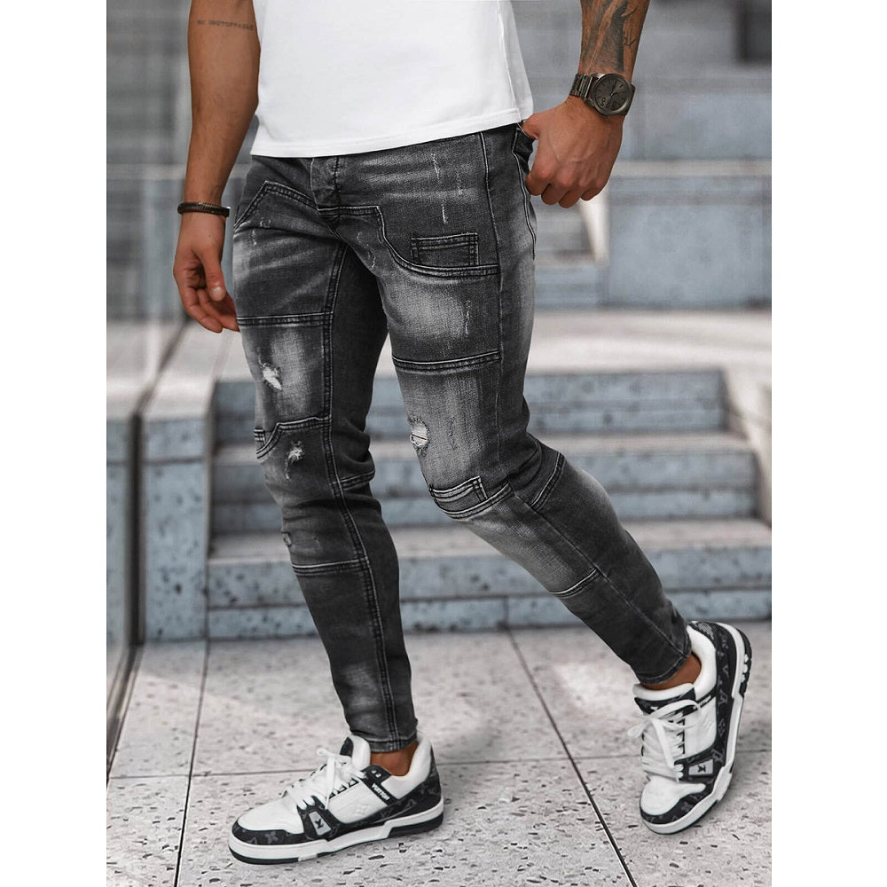 Svarta Slim Fit Jeans - Dekorativa Sömmar