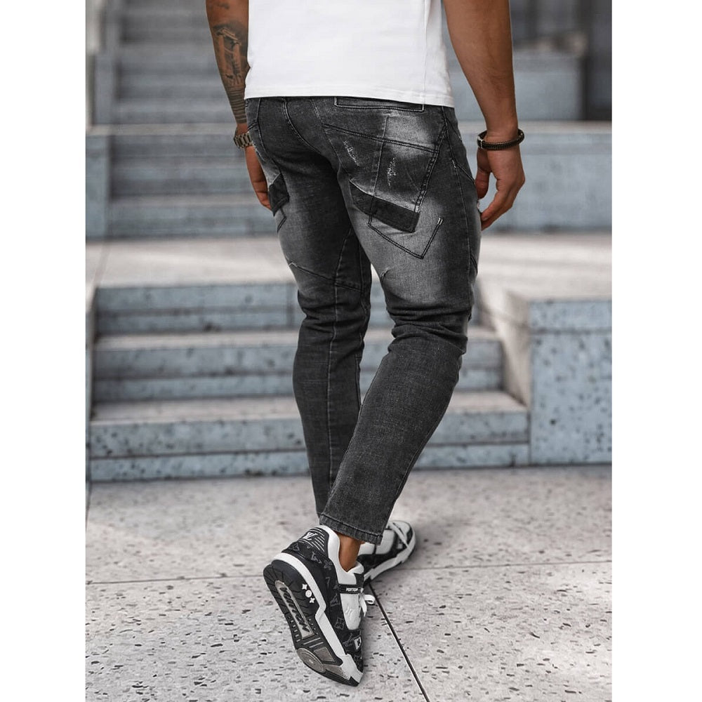 Tuffa Jeans med dekorativa detaljer - Svarta Herrjeans bakifrån