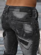 Tuffa Jeans med dekorativa detaljer - Svarta Herrjeans zoomad bak