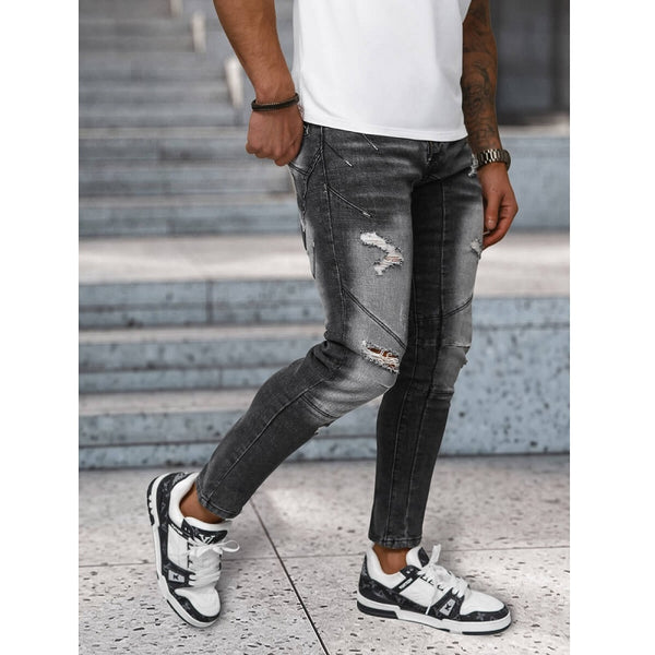 Tuffa Jeans med dekorativa detaljer - Svarta Herrjeans sidan