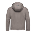 Grå herrjacka - Softshelljacka med huva - bakifrån