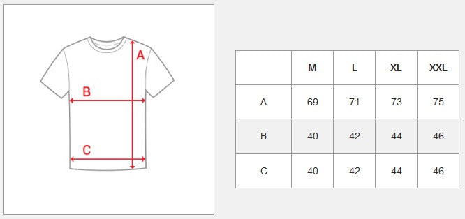 Vit T-shirt - Solid herrtröja storlekstabell