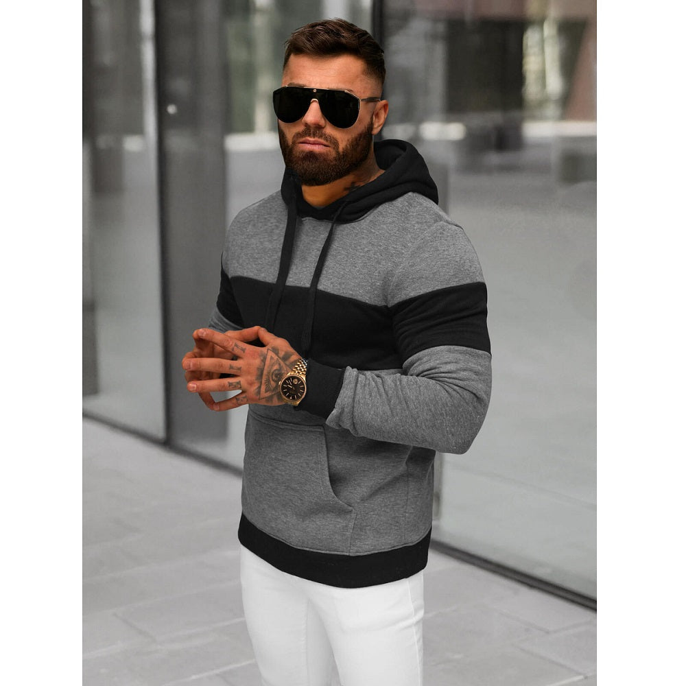 Grafitgrå Hoodie med kontrast - Herrtröja sidan