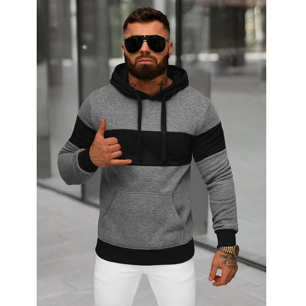 Grafitgrå Hoodie med kontrast - Herrtröja