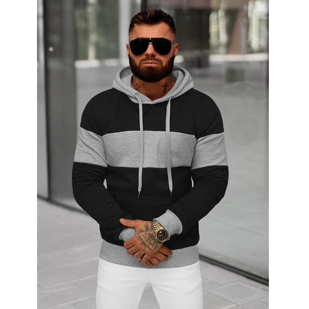 Svart Hoodie med grå kontrast - Herrtröja