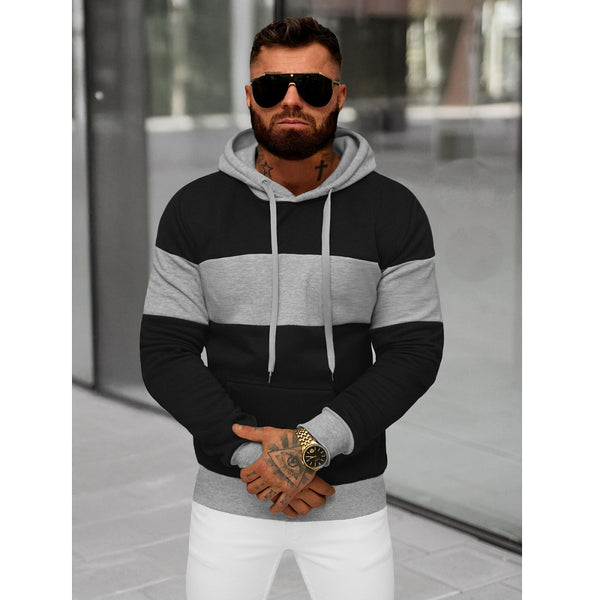 Svart Hoodie med grå kontrast - Herrtröja