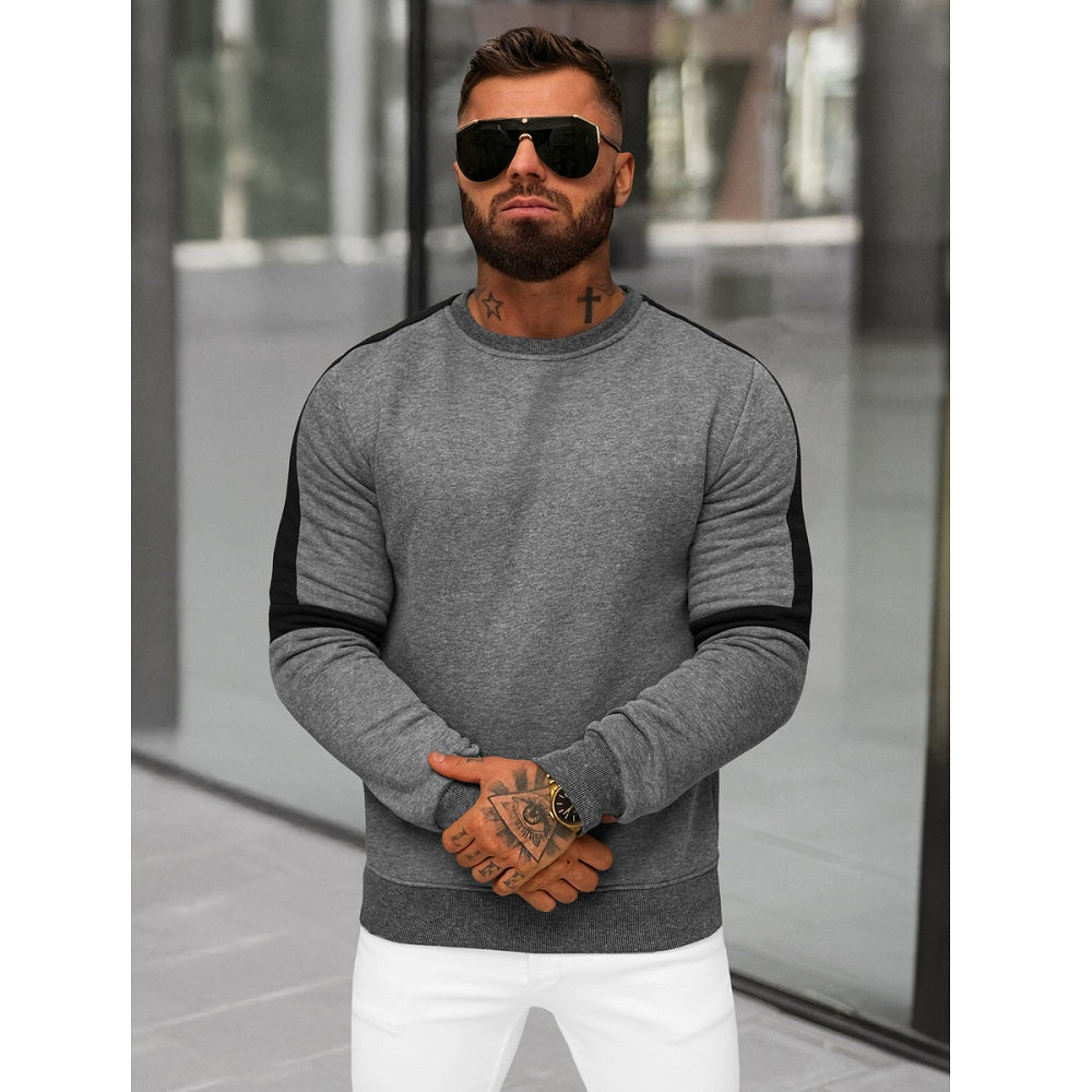 Grafitgrå Sweatshirt med Svart Kontrast framifrån