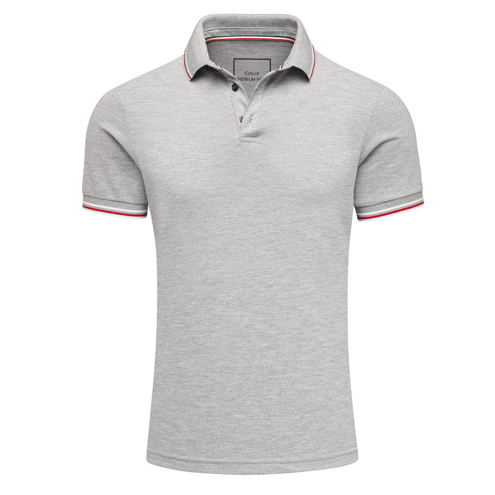 Ljusgrå stilren pikétröja för herr