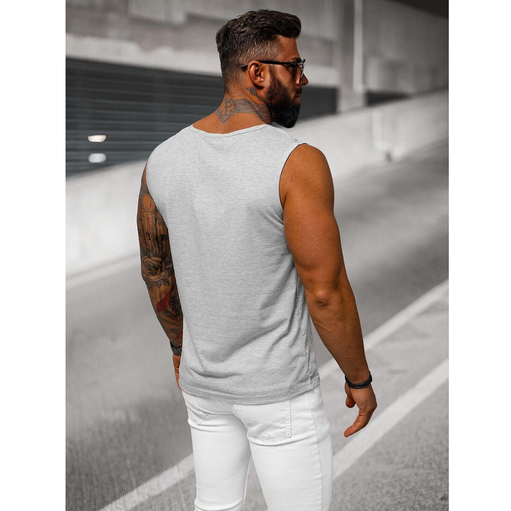 Bekvämt Ljusgrått Linne - Basic Herrlinne bakifrån