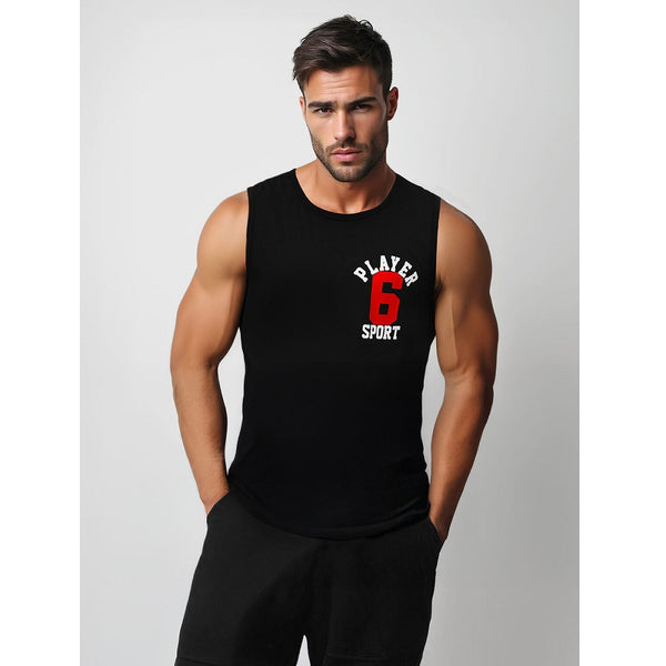 Linne med tryck på bröstet - Herrlinne Svart