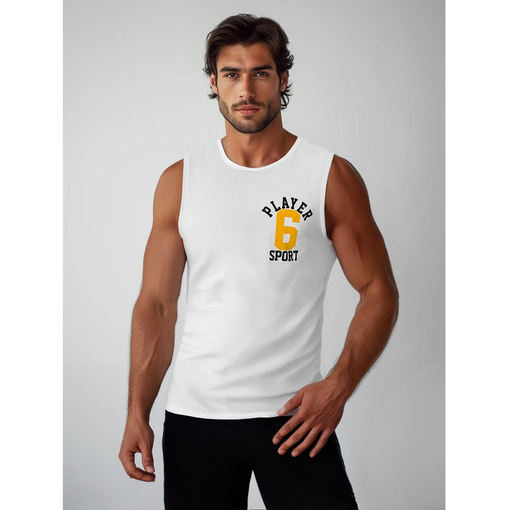 Linne med tryck på bröstet - Vitt Herrlinne