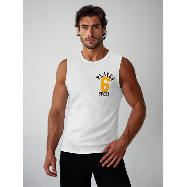 Linne med tryck på bröstet - Vitt Herrlinne