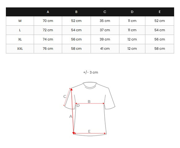 storlekstabell slim fit t-shirt