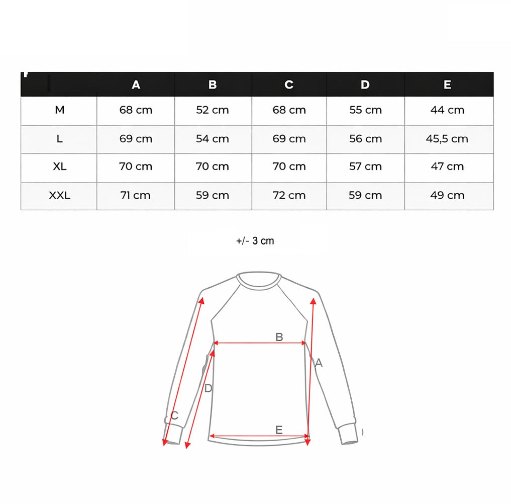 Storlekstabell hoodie herr
