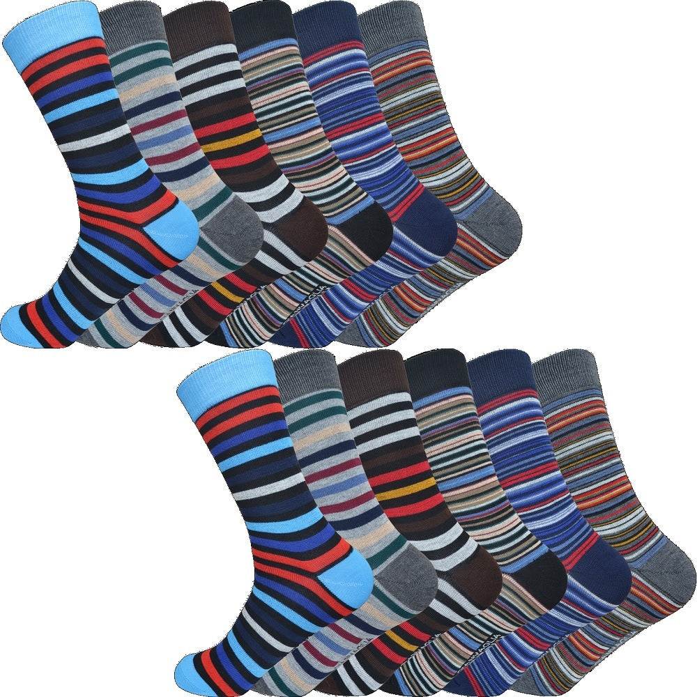 Strumpor - Billiga herrstrumpor randiga storpack
