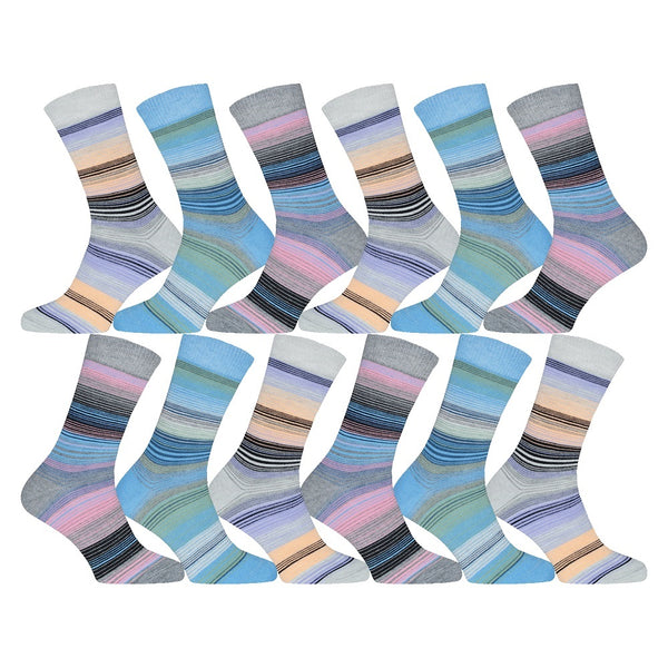 12 par randiga finstrumpor - Damstrumpor storpack