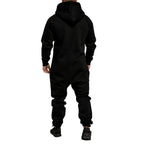 Supersköna unisex jumpsuits med luva - varm och gosig onesie svart bakifrån