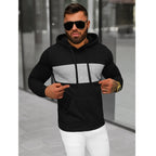 Svart Hoodie med grå kontrast - Herrtröja framifrån