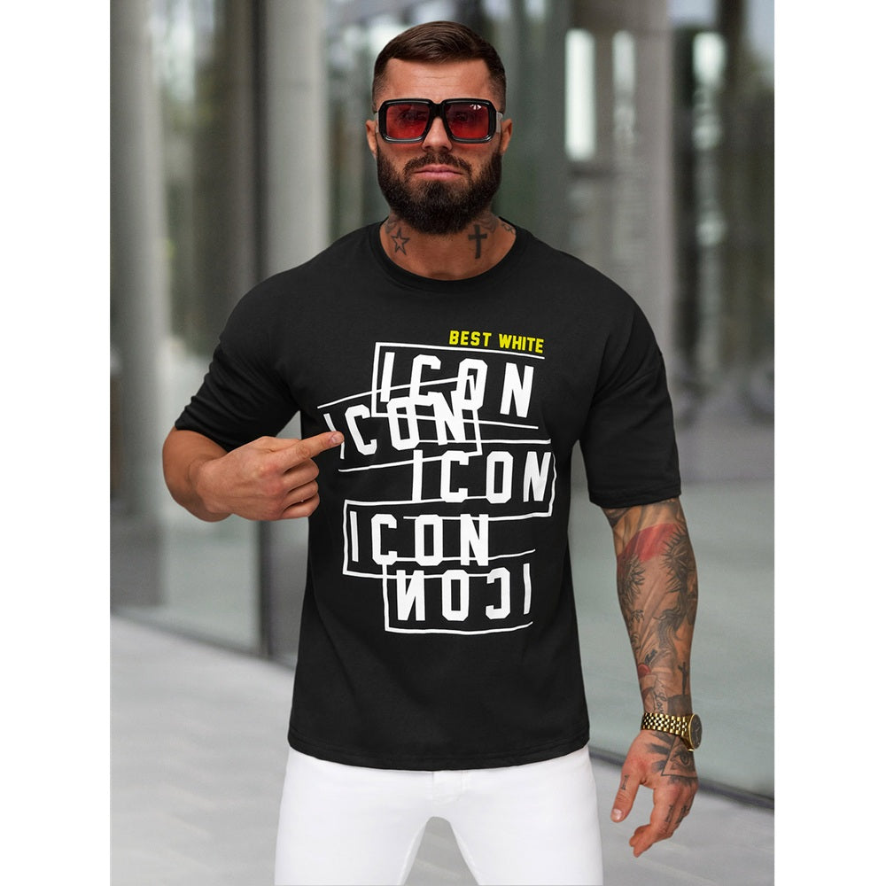 Svart Loose Fit Tröja - T-shirt Icon framifrån