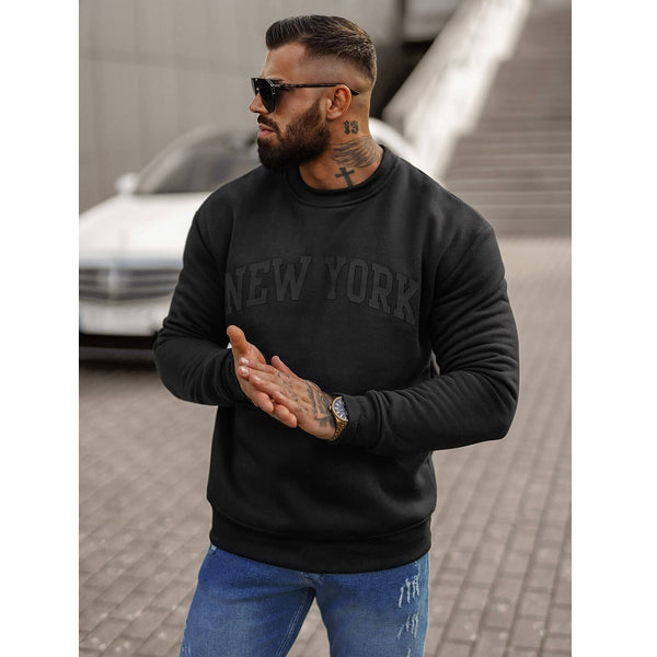 Sweatshirt med New York motiv - Helsvart Herr framifrån