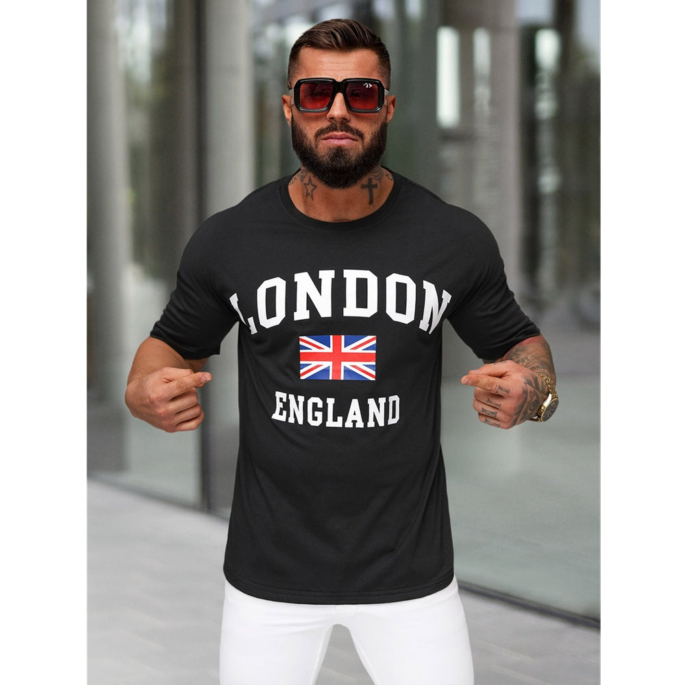Storbritannien T-shirt - Svart Loose Fit framifrån
