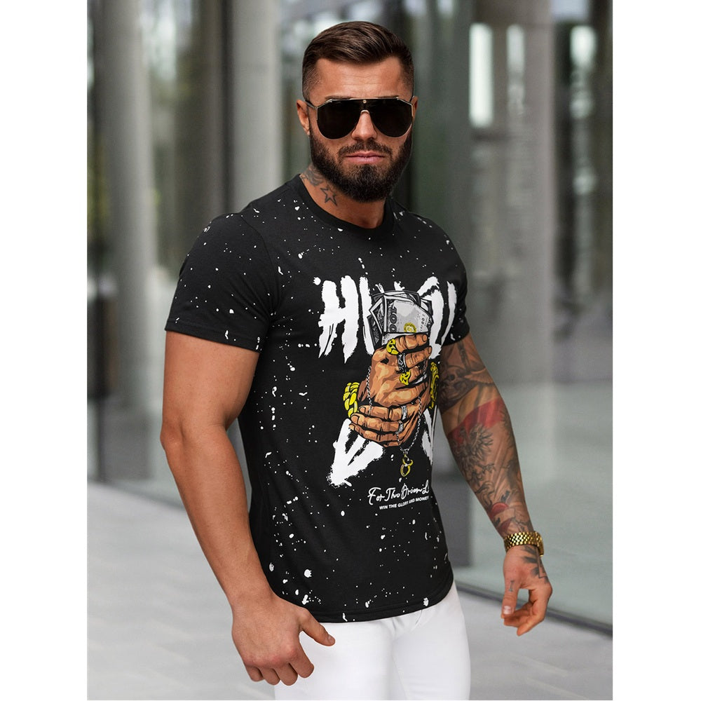 T-shirt med designtryck - Svart Herrtröja sidan