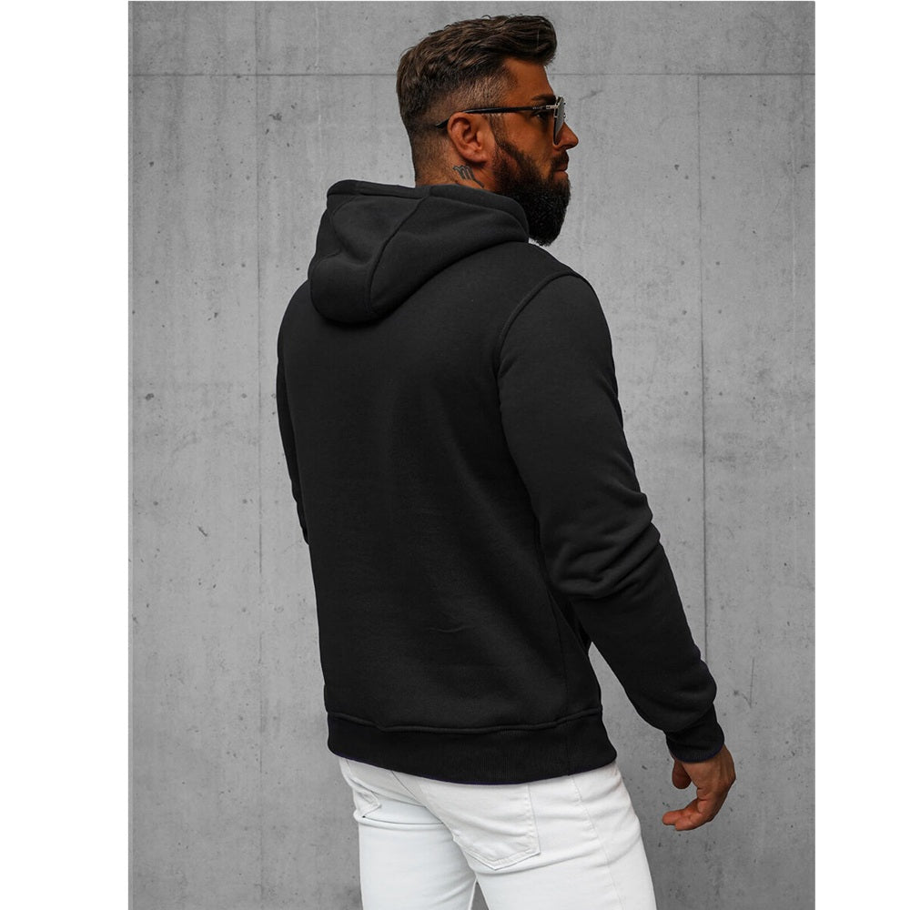 Svart basic herr hoodie bakifrån