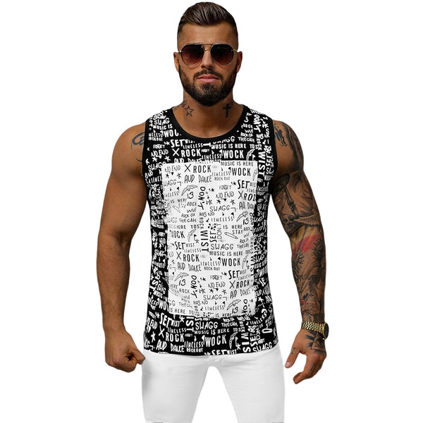 Svart herrlinne printed front