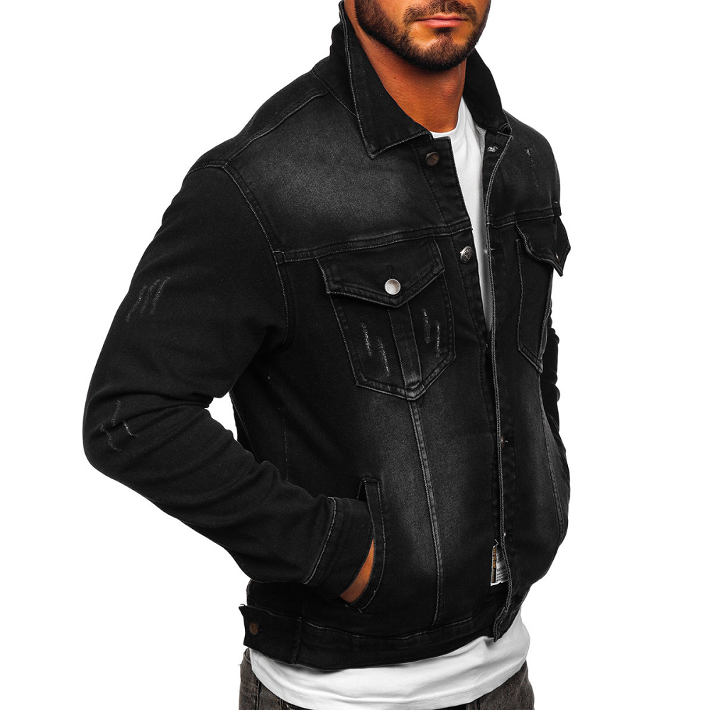 Svart Denim jeansjacka Herr - Utförsäljning